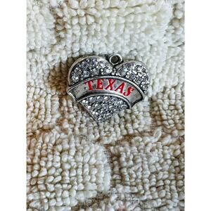 Heart with Texas Center Charm in Sterling Silver